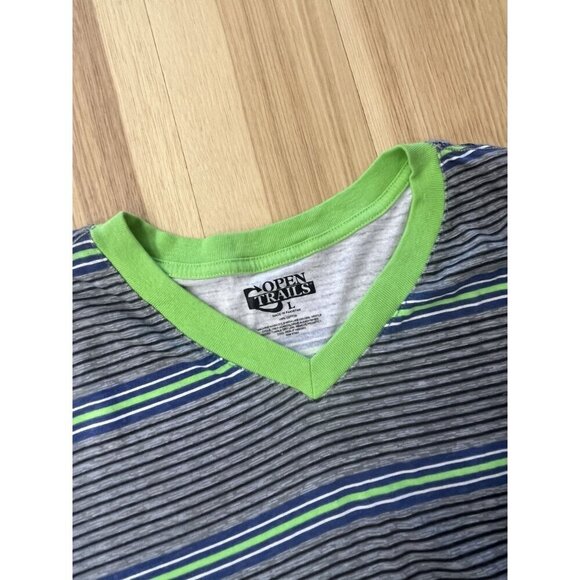 Open Trails Men's L Cotton Striped Short Sleeve Tee Shirt - Picture 2 of 3